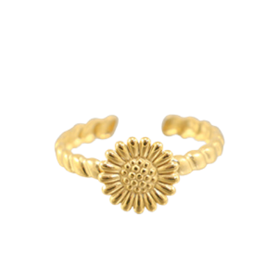 Gänseblümchen gold - Edelstahl-Ring