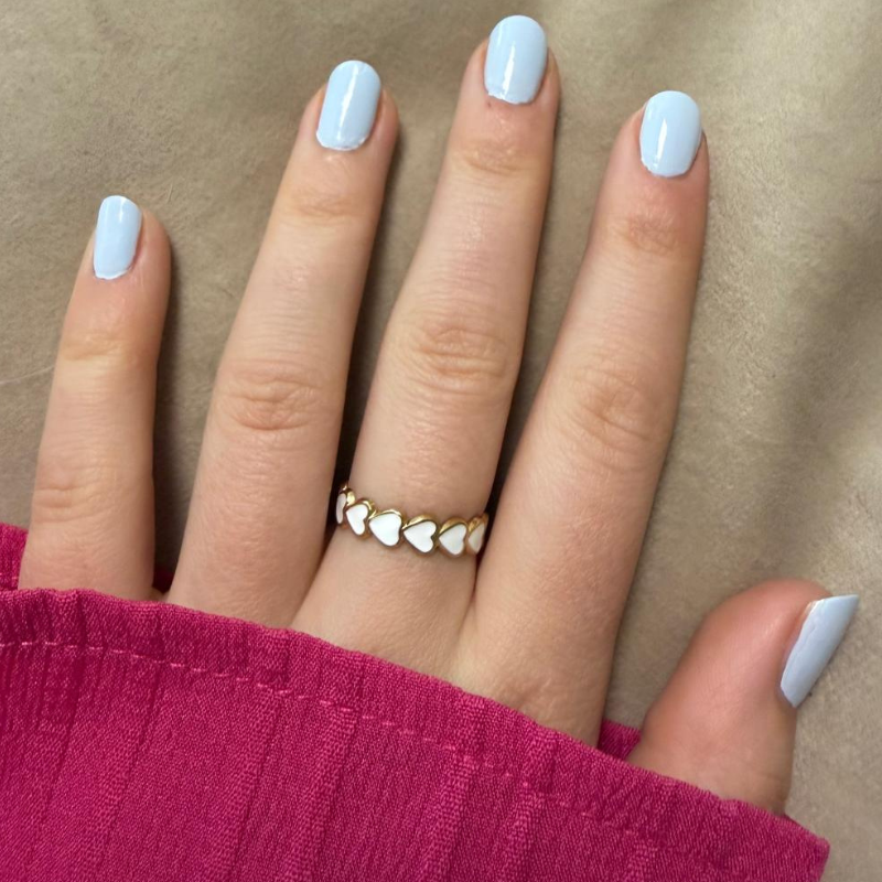 Herzerl weiß – goldener Edelstahl-Ring