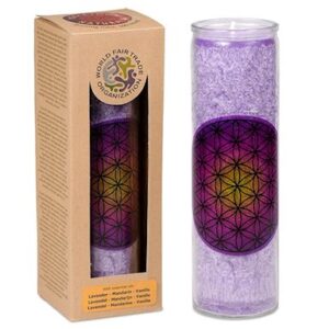 Violette Blume des Lebens Duftkerze im Glas